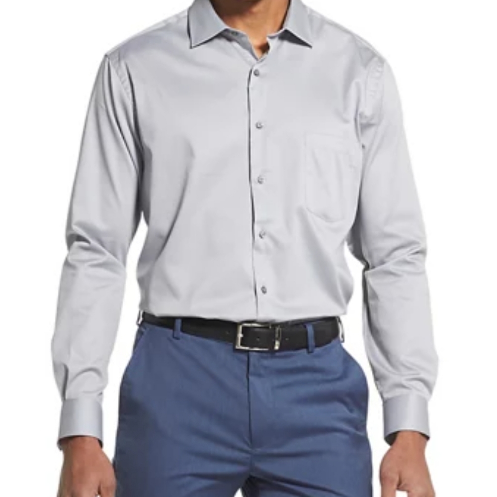 Van Heusen Dress Shirt Slim Longsleeve Flex Fit Stretch Grey Men 18 32 33 NWT
